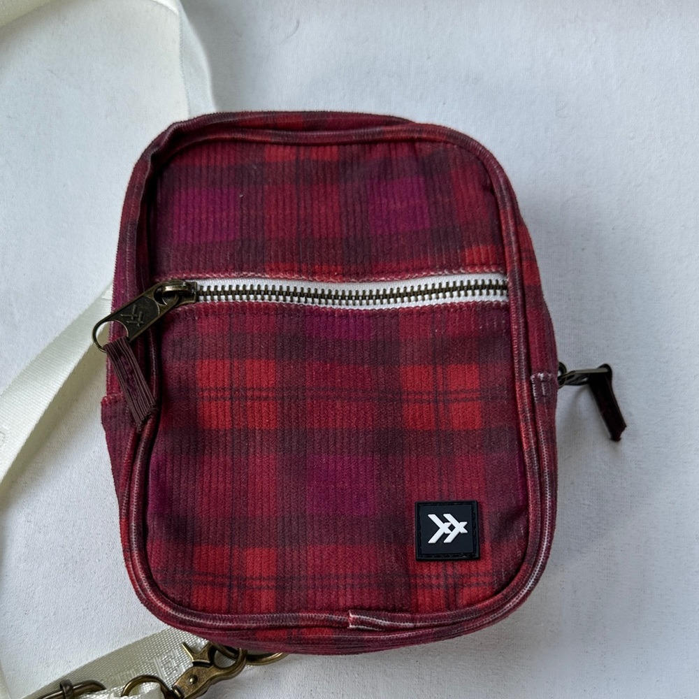 Thread Plaid Red Crossbody Bag